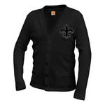 Chenille Fleur De Lis Cardigan Sweater - Poree's Embroidery