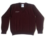 DeLaSalle High School Burgundy V-Neck Sweater - Poree's Embroidery