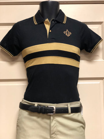 The Black and Gold Chest Stripe Polo Shirt - Poree's Embroidery