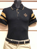 The Black and Gold Arm Stripe Polo Shirt - Poree's Embroidery