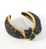 Black and Gold Sparkly Top Knot Headband - By Poree's Embroidery
