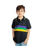 Mardi Gras Kids Short Sleeve Polo Shirt (Available in Black or White) - Poree's Embroidery