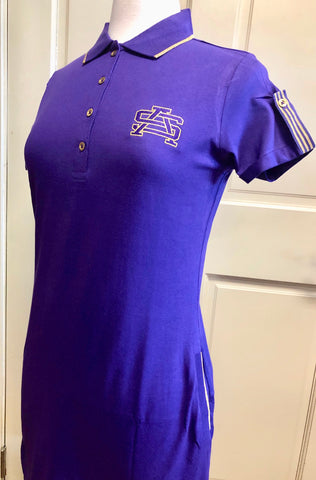 Fanwear: Ladies Purple and Gold Solid Polo Dress - Poree's Embroidery