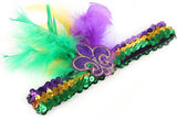 Mardi Gras Feathered Flapper Headband - By Poree's Embroidery