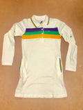 Mardi Gras Girls White Three Striped Polo Dress - Poree's Embroidery