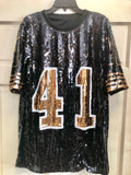 Black and Gold Sequin Numbered Jersey - Poree's Embroidery