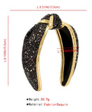 Black and Gold Sparkly Top Knot Headband - By Poree's Embroidery