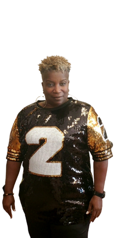 Black and Gold #2 Sequin Jersey - By Poree's Embroidery