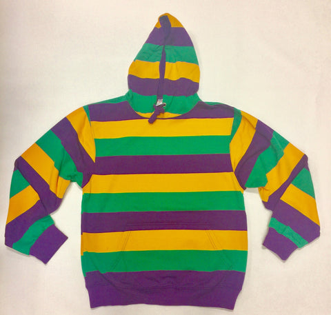 Mardi Gras Striped Pullover Hooded Sweatshirt - Poree's Embroidery