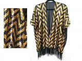 Black and Gold Sequin Chevron Kimono - Poree's Embroidery