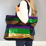 Mardi Gras Sequin Shoulder Tote Bag - Poree's Embroidery