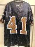 Black and Gold Sequin Numbered Jersey - Poree's Embroidery