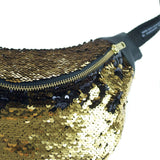 Black and Gold Sequined Fanny Pack - Poree's Embroidery