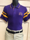 Fanwear: Purple and Gold Arm Stripe Polo - Poree's Embroidery