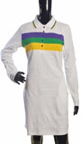 Mardi Gras Woven Striped Polo Shirt Dress - Poree's Embroidery