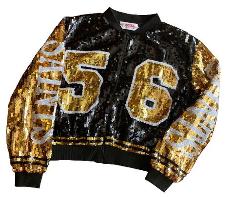 Black and Gold Bomber Jacket #56 - By Poree's Embroidery