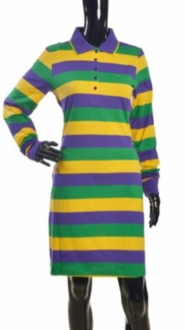 The Traditional Mardi Gras Striped Polo Shirt Dress Small The Traditional Mardi Gras Striped Polo Shirt Dress Small