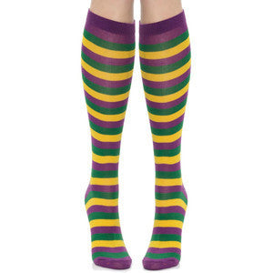 Mardi Gras Thin Striped Socks - Poree's Embroidery