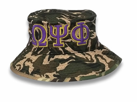 Omega Psi Phi Camo Bucket Hat - Poree's Embroidery