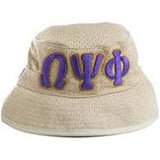 Omega Psi Phi Bucket Hat (Purple or Khaki) - Poree's Embroidery