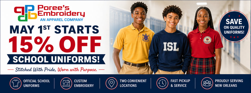Poree's Embroidery Back To School May 15% off Sale
